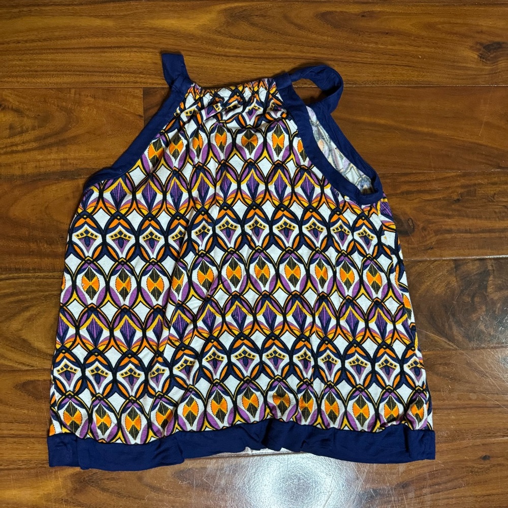 Apt. 9 Navy and Orange Geometric Tank Top - Picture 2 of 5